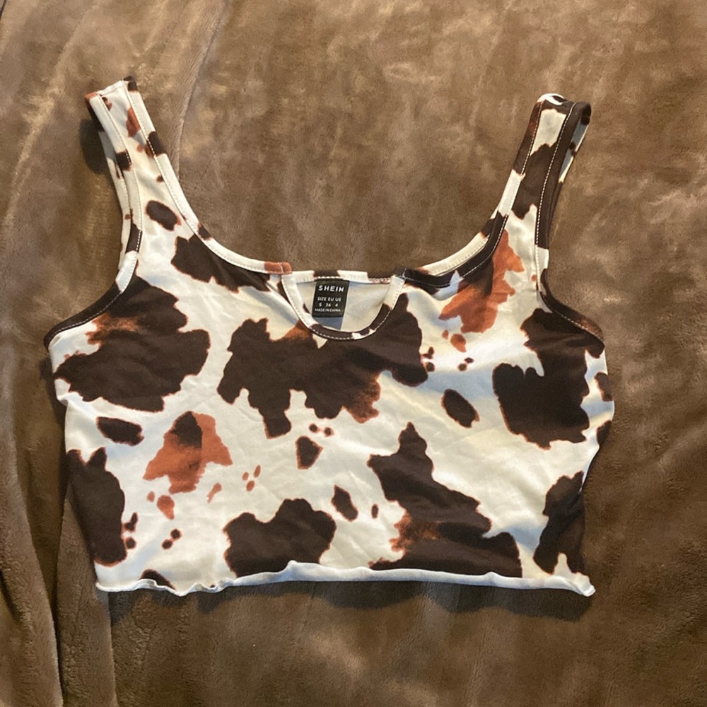 Cow print crop top. Size S